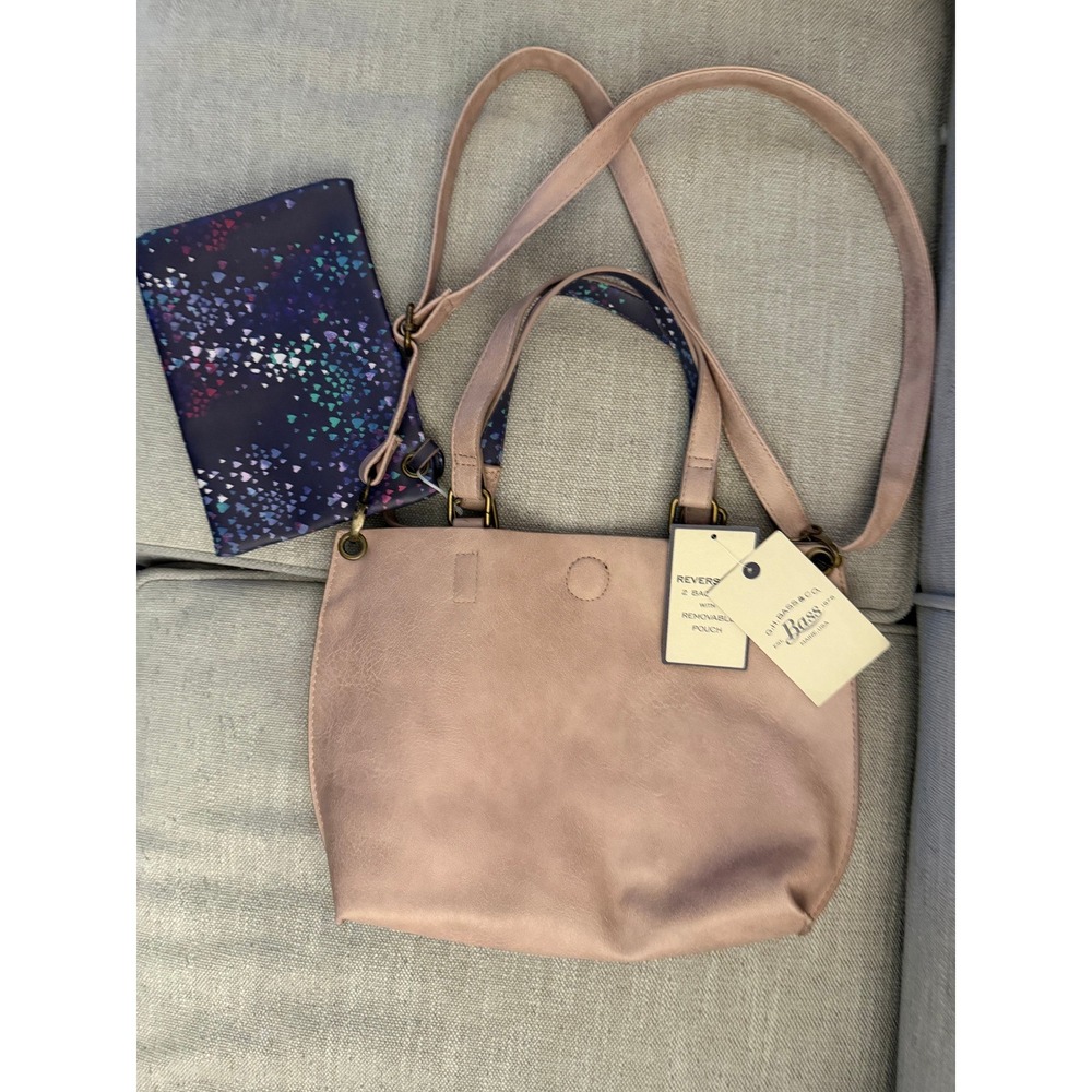 55 G.H. Bass & Co. Reversable Crossbody in Lilac  with Wallet- NWT